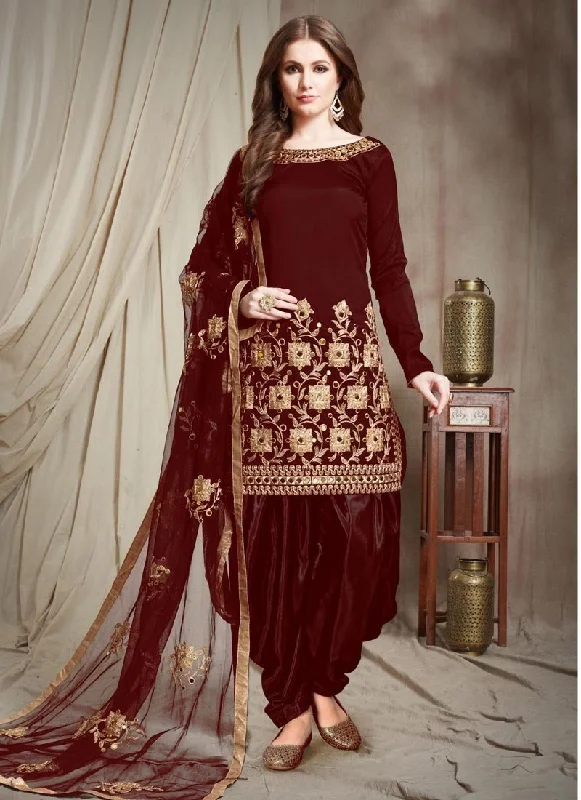 Maroon Tapeta silk Patiyala Dress Tunics Essential wardrobe