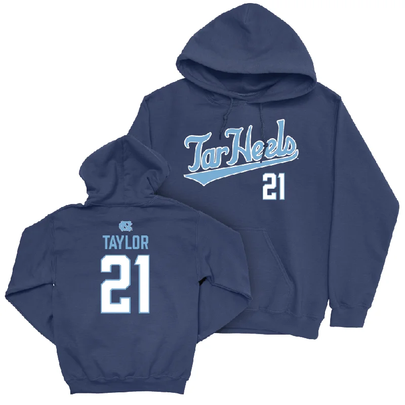UNC Women's Volleyball Navy Script Hoodie   - Jackie Taylor Hoodie with Tied Waist Feminine Flattering