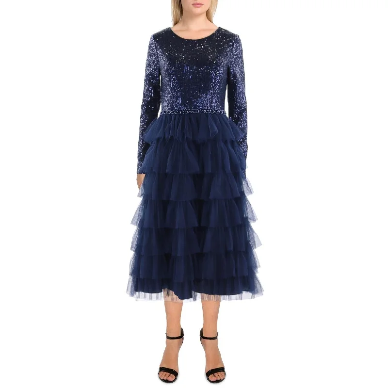 Womens Tiered Long Evening Dress