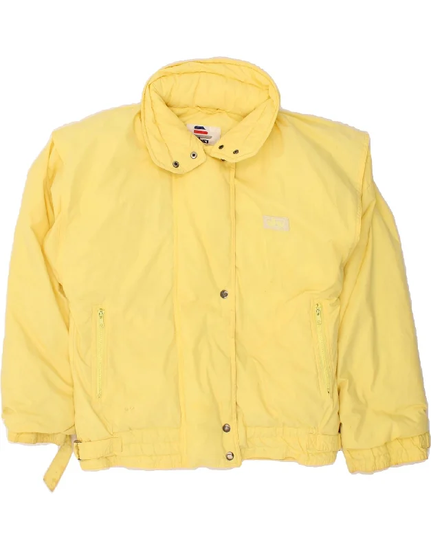 ELHO Womens Padded Jacket UK 16 Large Yellow Jersey Jacket Tulle Jacket Batik Jacket