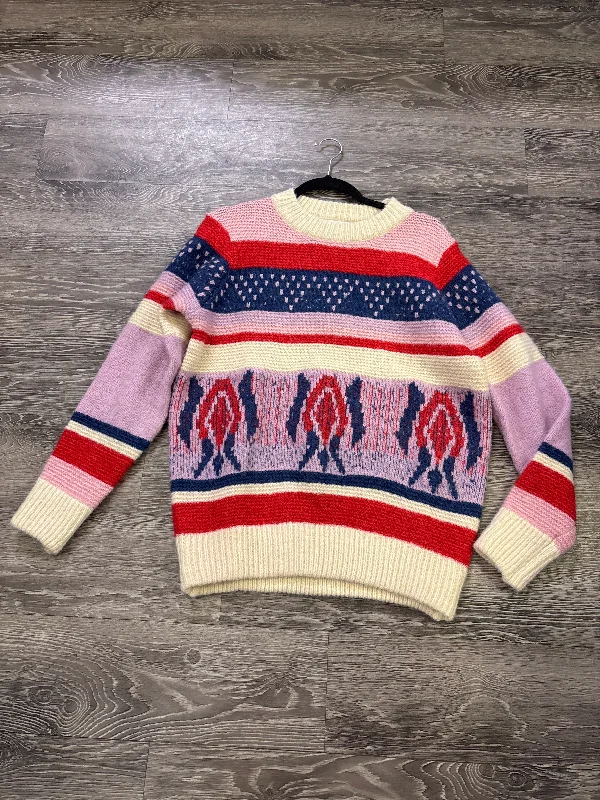 French Paris Stripe/Tribal Crew Sweater - medium Tailored Straight A-Line