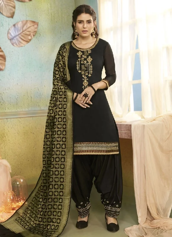Black Chanderi Patiyala Dress Tunics Modern contemporary