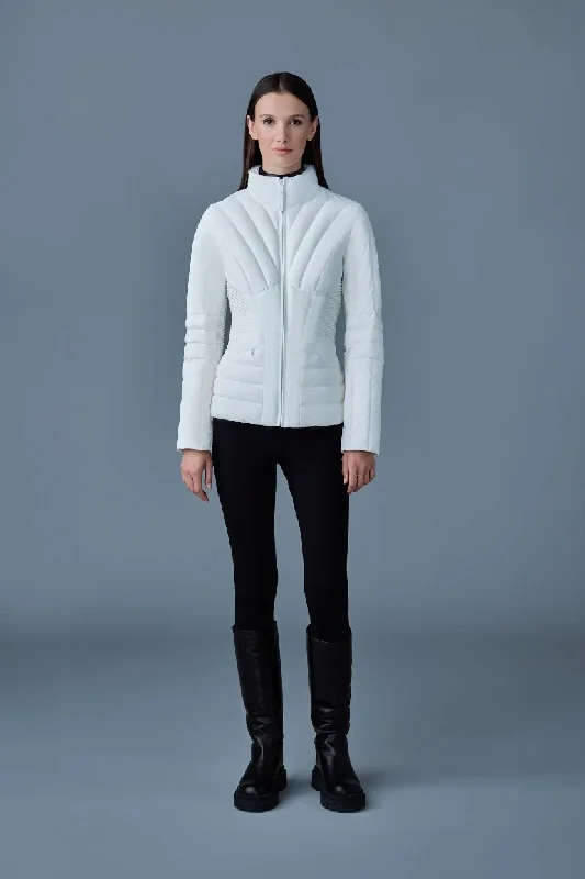 Mackage Alma Jacket in White Belted Jacket Elasticated Jacket Padded Jacket