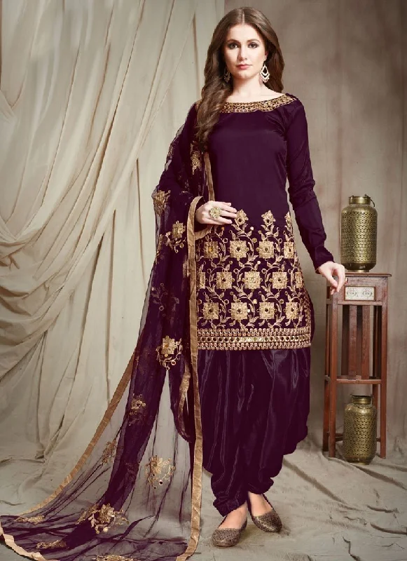 Purple Tapeta silk Patiyala Dress Tunics Timeless classic