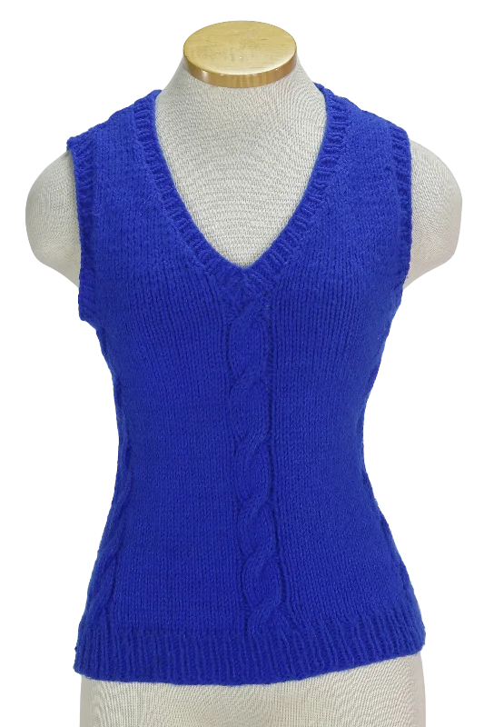 90s Hand Knit Blue Sweater Vest         S Modern Contemporary Chic