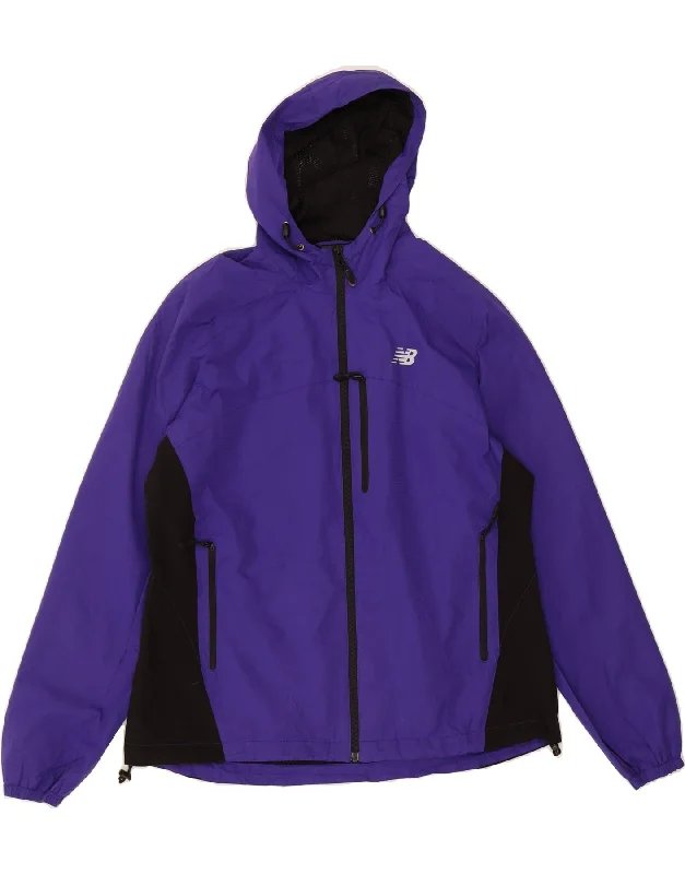 NEW BALANCE Womens Hooded Rain Jacket UK 18 XL Purple Colourblock Notch Collar Jacket Peter Pan Collar Jacket Cowl Neck Jacket
