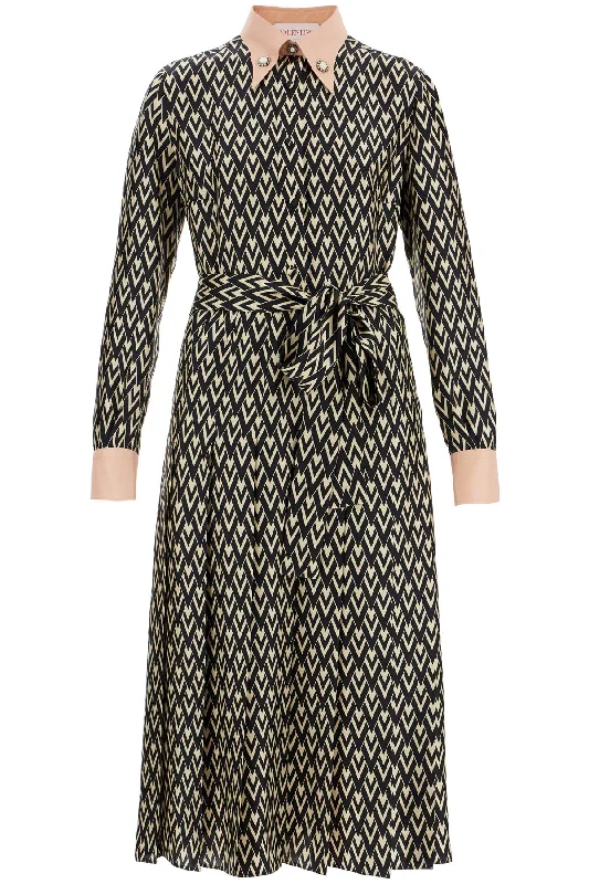 este  midi twill dress with all the 6B3VAEY590R NERO/CREMA