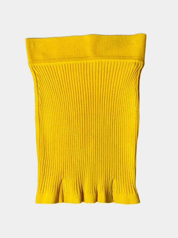 Ribbed Yellow Skirt cotton skirt soft
