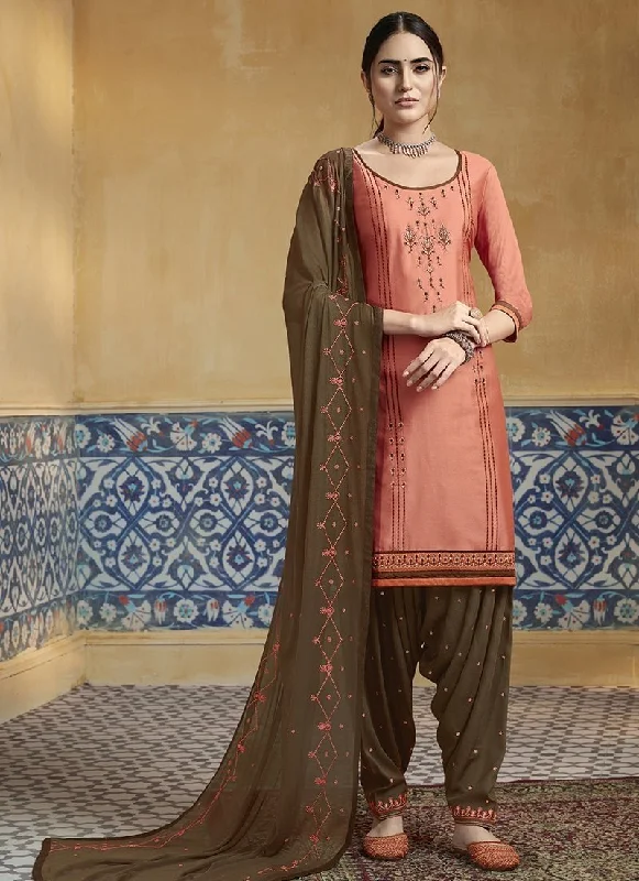Peach Pure Satin Patiyala Dress Tunics Travel practical