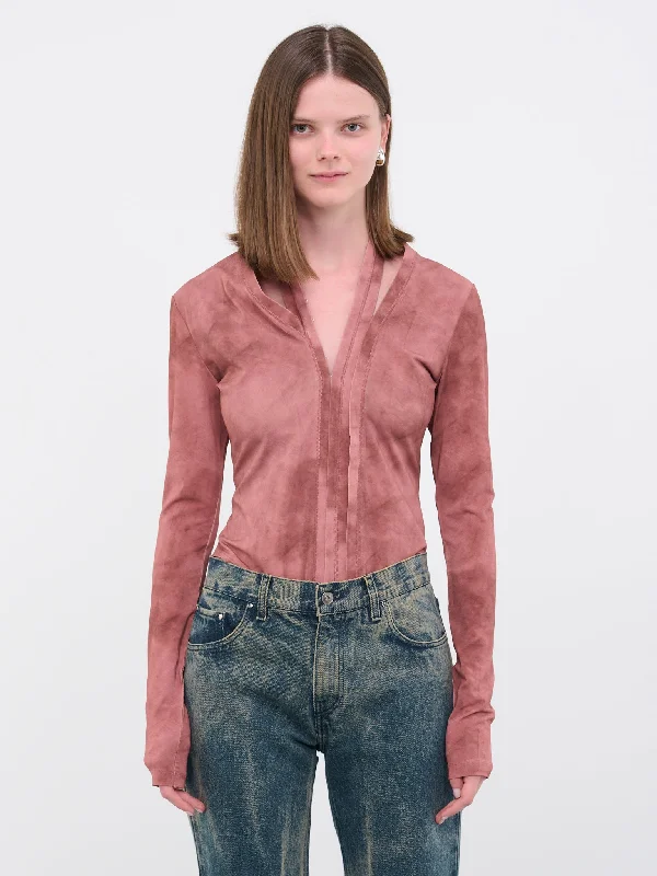 Hook & Eye Bodysuit (WBODY21-S24-CLOUDY-PINK) Fashionable Bodysuit with Snaps