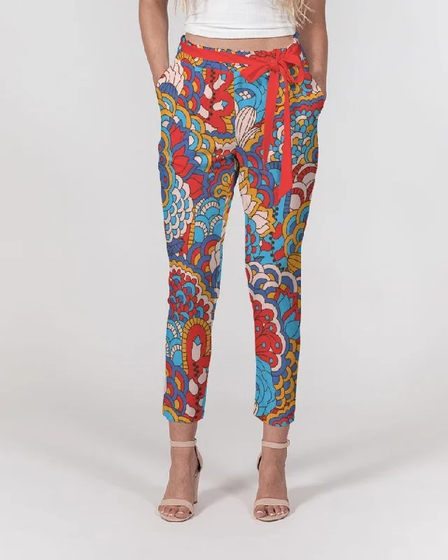 Opula Tie Waist Tapered Pants Comfortable Wide-Leg Pants