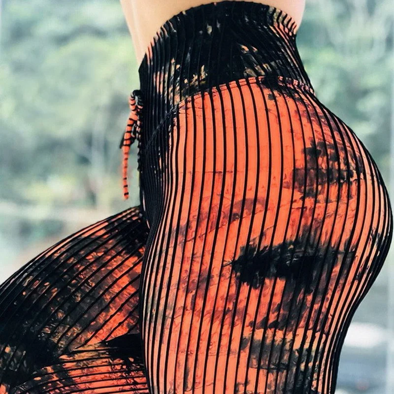 Women Sexy Tie Dye Print High Waisted Sport Pants Elegant High-Waist Pants