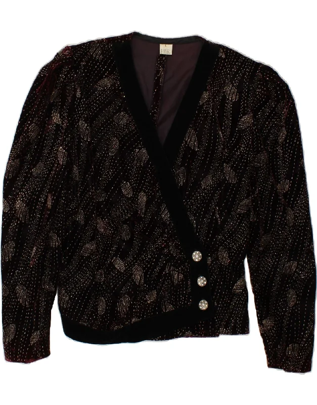 VINTAGE Womens Velvet 3 Button Blazer Jacket UK 14 Large Maroon Acrylic Wool Jacket Cashmere Jacket Tweed Jacket
