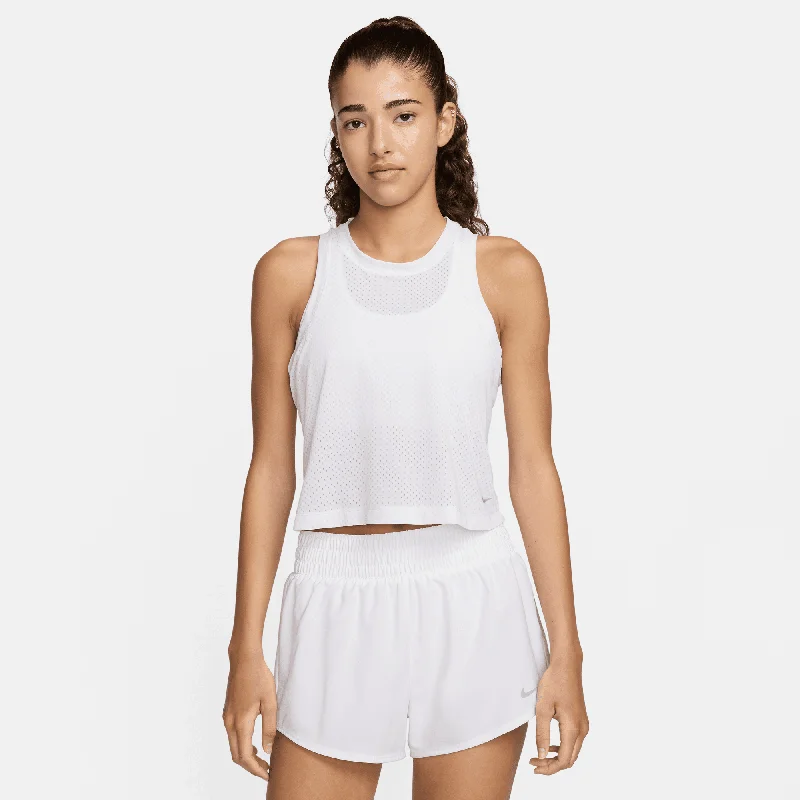 Women's One Classic Breathe DRI-FIT Cropped Tank Top (100- White/Black) seamless tank top