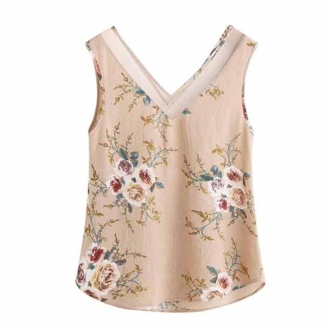 Floral Sleeveless Tank Top print tank top