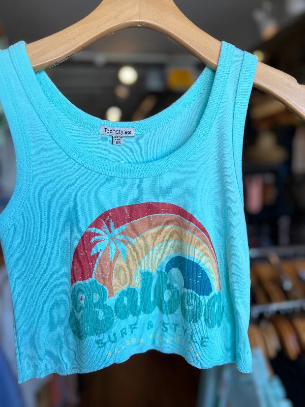 Balboa Island Rainbow Daydream Cropped Tanks flowy tank top