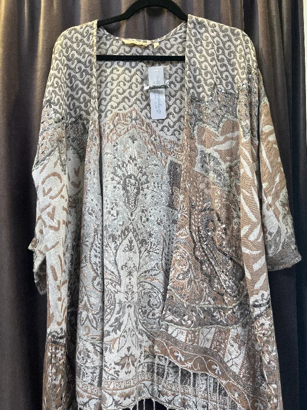 Soft Surroundings Sequin Paisley Open Sweater (Size Small/Medium) Jersey Fabric Tulle Fabric Batik Fabric