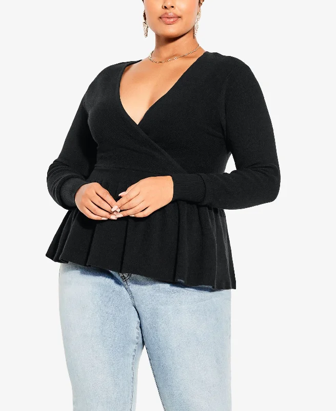 Trendy Plus Size Natalie Jumper Sweater Lace Blend Ribbed Blend Corduroy Blend