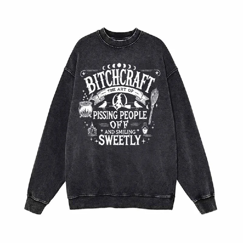 The Art Of Pissing People OFF Vintage Washed Sweatshirt Hoodie with Typography Text Message