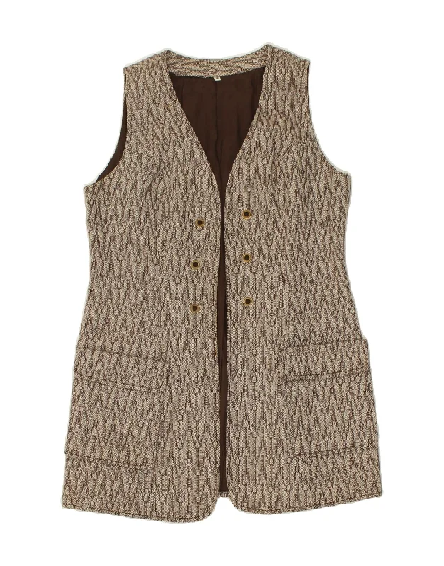 VINTAGE Womens Abstract Pattern Sleeveless Blazer Jacket IT 46 Large Grey Cotton Jacket Linen Jacket Terry Jacket