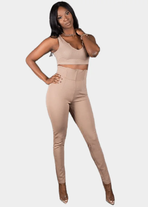 Ava Corset Pants - Tan Sleek Black Pants