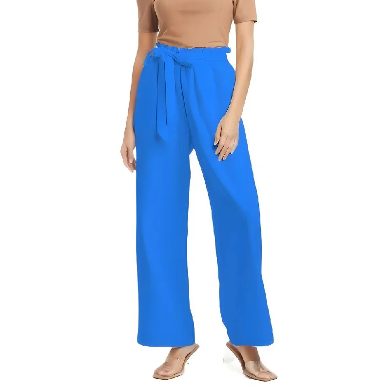 Ima Blue High-Rise Wide Leg Pants Comfy Zip-Up Pants