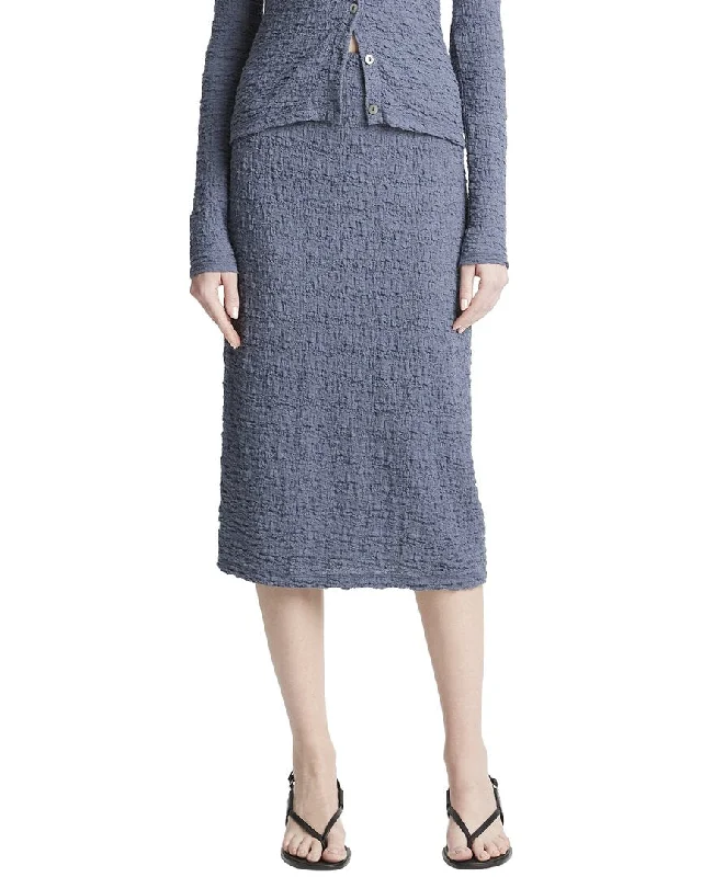 Vince Smocked Skirt asymmetrical skirt cut