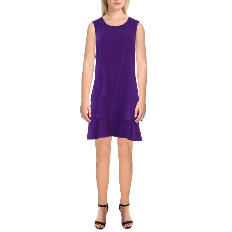 Womens Mini Ruffled Shift Dress