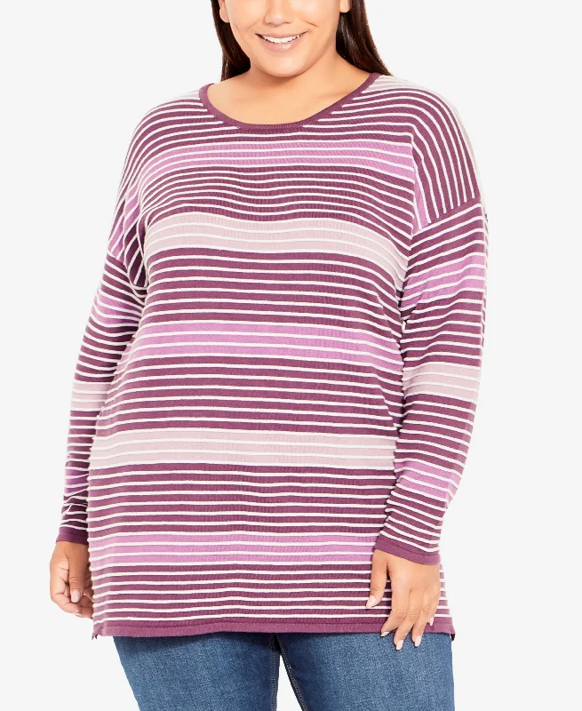 Plus Size Hannah Stripe Sweater Print Jacquard Patchwork