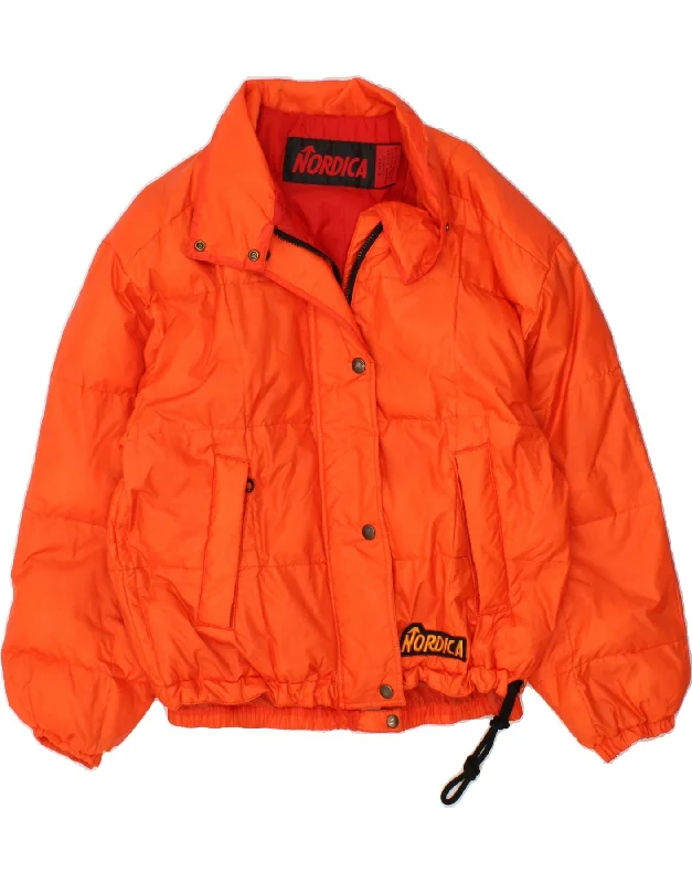 NORDICA Womens Graphic Padded Jacket IT 46 Large Orange Polyamide Nylon Jacket Polyester Jacket Spandex Jacket