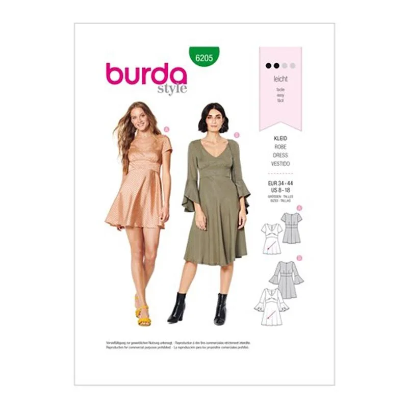 Burda Pattern X06205 Misses' Dress (34-44) Tunics Long Elegant