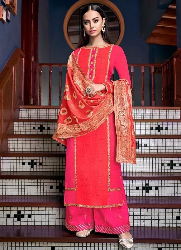 Rose Pink Palazzo style Dress Silk Tunics Luxurious high-end