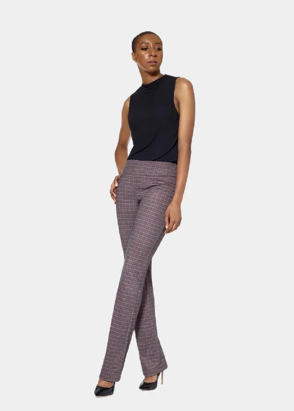 Tall Michelle Plaid/Brown Reversible Bootcut Pant Warm Wool Trousers