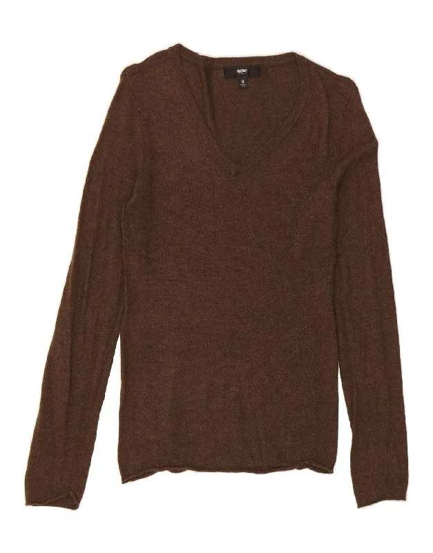 MOSSIMO Womens V-Neck Jumper Sweater UK 8 Small Brown Nylon Spandex Blend Rayon Blend Denim Blend