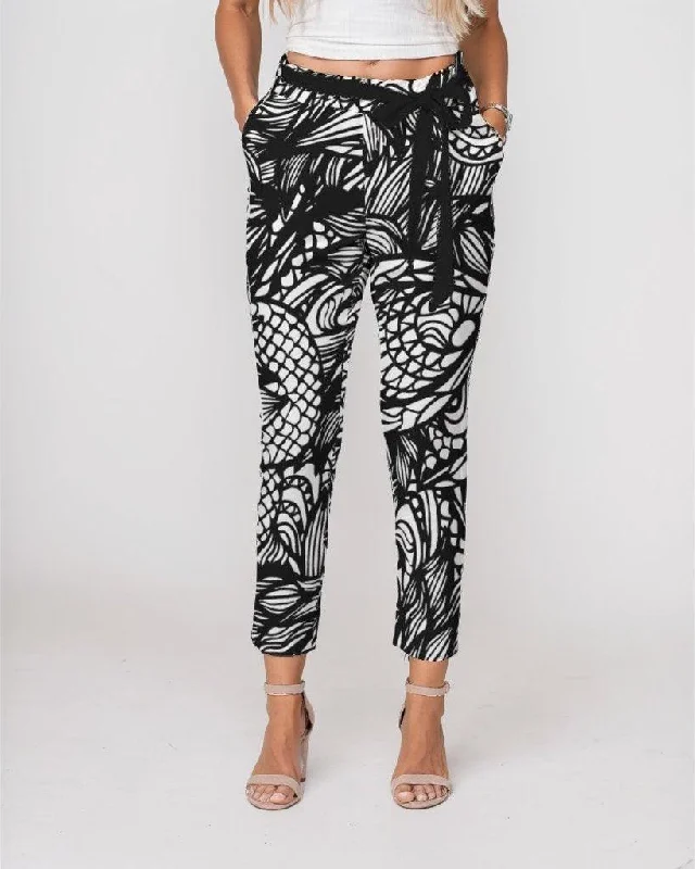 Kona Tie Waist Tapered Pants Relaxed Lounge Trousers