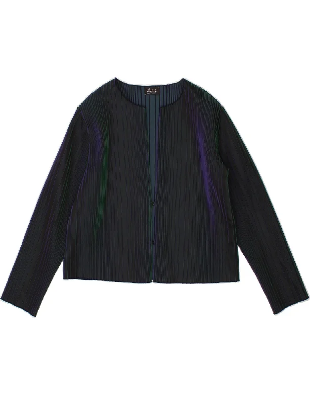 VINTAGE Womens Crop Blazer Jacket UK 16 Large Navy Blue Striped Rayon Fabric Velvet Fabric Corduroy Fabric