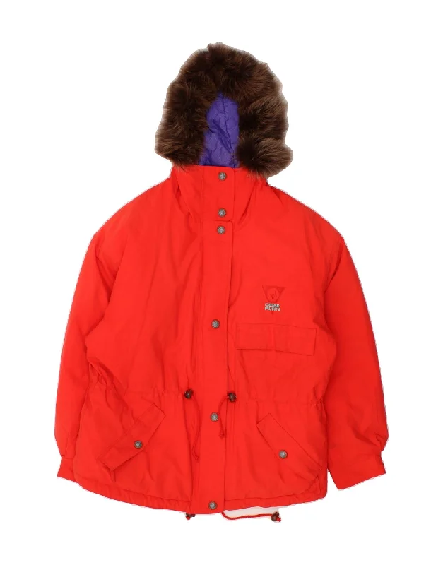 CIESSE PIUMINI Womens Gore-Tex Hooded Padded Jacket IT 44 Medium Red Knit Fabric Woven Fabric Fleece Fabric
