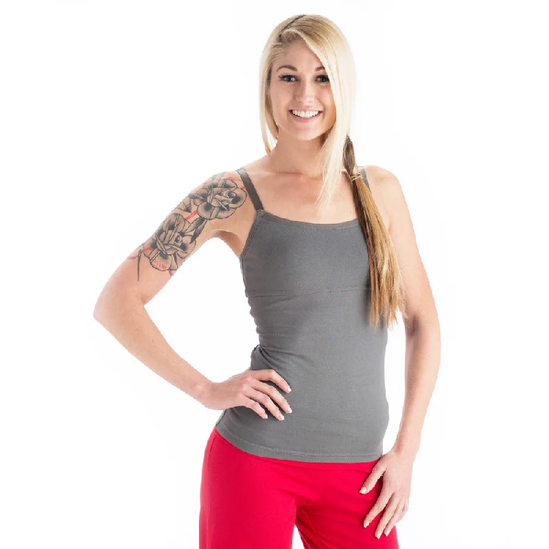 Strength Yoga Tank Camisole - Charcoal one shoulder tank