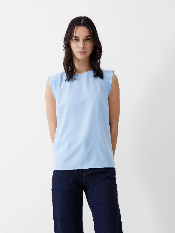 Cap Sleeve Crepe Light Tank Top soft pink tank
