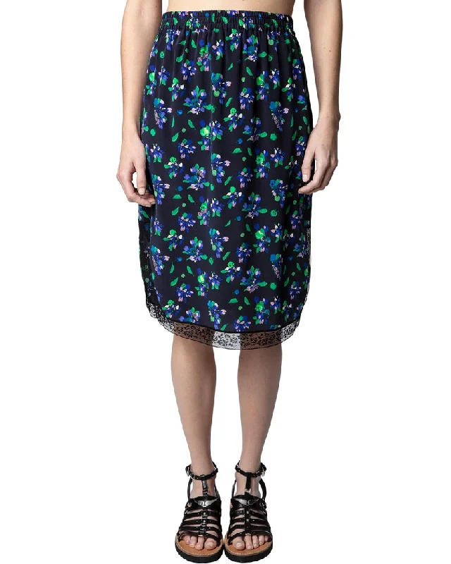 Zadig & Voltaire Jozy Bianca Flower Silk Skirt cashmere skirt fine
