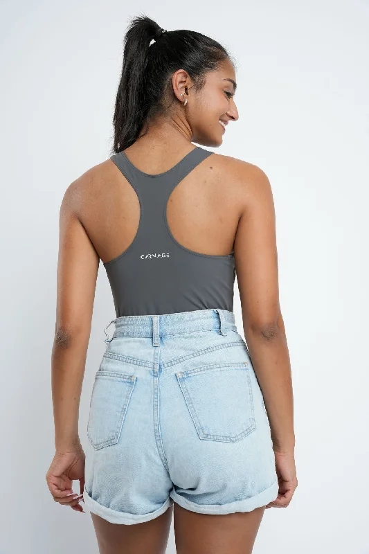 Refined Zip Up Bodysuit Fashionable Bodysuit with Button Front
