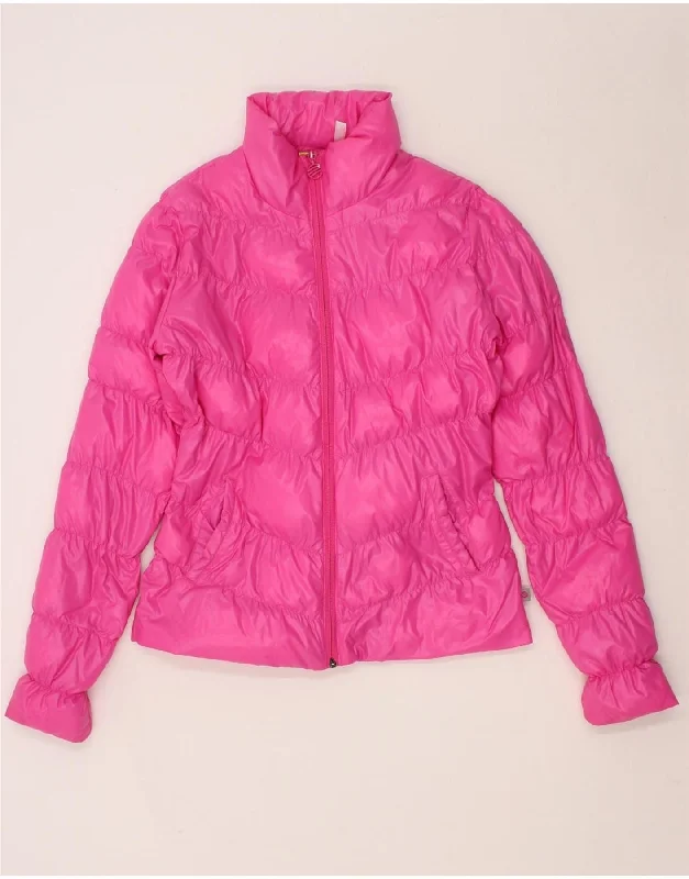 ADIDAS Womens Padded Jacket UK 12 Medium  Pink Nylon Knit Jacket Woven Jacket Fleece Jacket