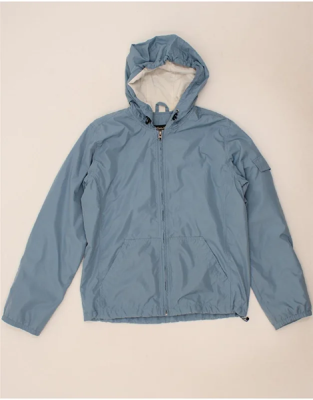 EDDIE BAUER Womens Hooded Rain Jacket UK 14 Medium Blue Polyester Corduroy Jacket Velvet Jacket Brocade Jacket