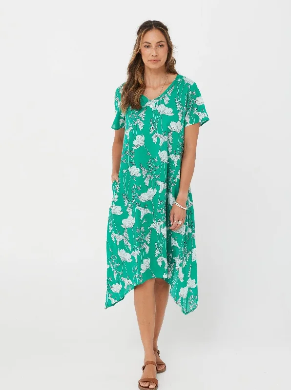 Women Green Print/Cotton Dress - Ana Dress