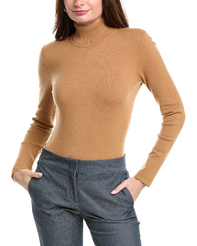 Michael Kors Collection Turtleneck Cashmere-Blend Bodysuit Fashionable Bodysuit with Button Detail