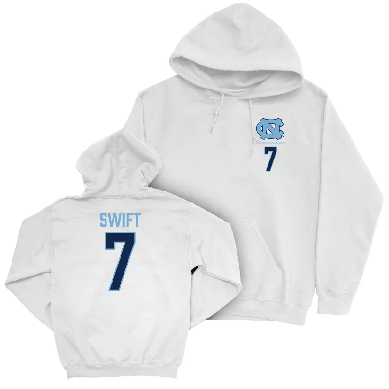 UNC Women's Volleyball White Logo Hoodie  - Sadie Swift Hoodie with Drop Shoulder Relaxed Streetwear