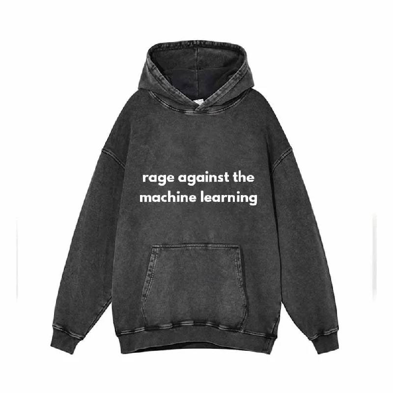 Rage Against The Machine Learning Vintage Washed Hoodie Hoodie with Rhinestones Sparkly Elegant