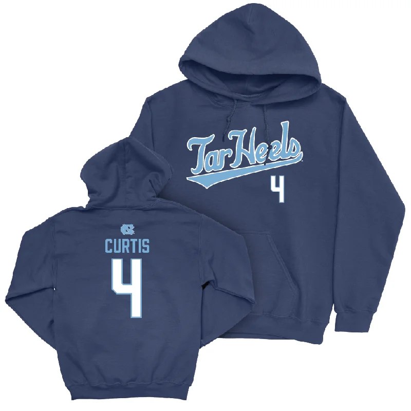 UNC Women's Volleyball Navy Script Hoodie   - Erin Curtis Hoodie with Lining Warm Insulated
