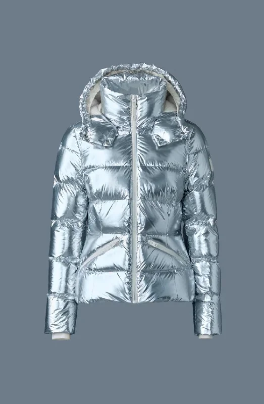 Mackage Madalyn Jacket in Silver Oversized Jacket Tailored Jacket Straight Jacket