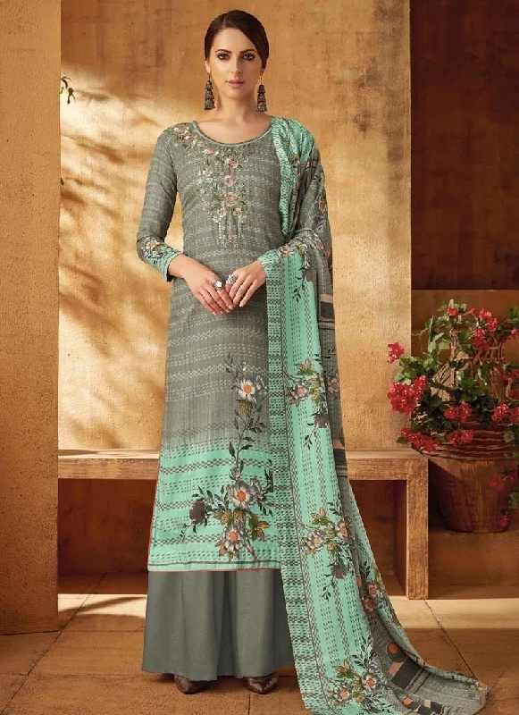 Tan Pure Pashmina Jacquard Palazzo Dress Tunics Floral girly